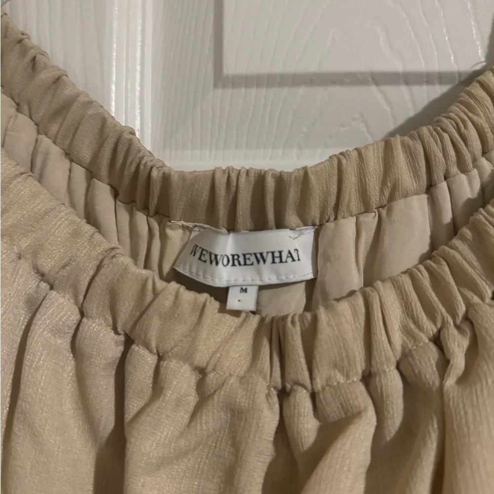 Beige Ruffled Long Sleeve Dress - Picture 3 of 3